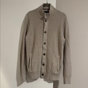 Banana Republic Taupe Ribbed Button-Up Cardigan